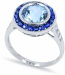 White & Black Azure kék akvamarin és zafír gyűrű gyémántokkal (AU13884)