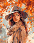 Figured Art Set pictura pe numere, cu sasiu, Femeie in adierea toamnei, 40x50 cm (FA10471-Y)