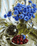 iPicasso Set pictura pe numere, cu sasiu, Buchet de albastrele, 40x50 cm (PC4050351)