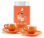 Danesi Комплект Danesi Duo Plus Orange Honduras Beans - Касета за тъмно кафе на зърна 250 г + 2 чаши и 2 чинийки - оранжево