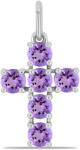  Ezüst Kereszt Medál - 1.35 Karát Rose de France Ametiszt