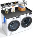 VEVOR Mosógépre helyezhető munkalap kétpolcos tárolóval fekete 1370x700 mm mosókonyhai munkafelület (XYTM54INCHHSDRLVGV0)