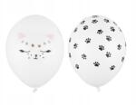 Party Deco Lufik, 30cm, Cica mintás, pasztell Pure White, 50db