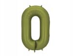 Party Deco Fólia lufi "0", Size 86cm, olívazöld, héliummal is fújható