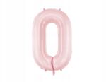 Party Deco Fólia lufi ''0'', 86cm, világos rózsaszín, héliummal/levegővel