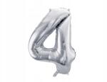 Party Deco Fólia lufi, "4", 72cm, ezüst