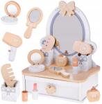 Jokomisiada Fa fésülködőasztal, fiók, tükör, fadobozok, hajszárító, fésű, rúzs (za5614)
