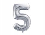 Party Deco Fólia lufi "5", ezüst, 72cm