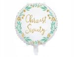 Party Deco Fólia lufi, fehér, Szent keresztség, 35cm, héliummal/levegővel tölthető