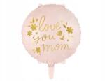 Party Deco Fólia lufi "Love you mom", rózsaszín, 45cm, Anyák Napja, 35cm felfújva