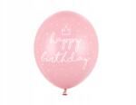 Party Deco Lufik, 30cm, happy birthday, P. Baby Pink, 6 db