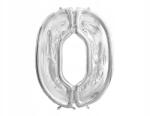 Party Deco Forma Számjegy 0, 126cm, ezüst fényes, latex lufikhoz, Party Deco