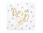 PartyDeco Szalvéta Boy or Girl? , 33×33cm, vegyes színek, arany metálozott felirat
