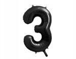 Party Deco Fólia lufi, "3" betű, 86cm, fekete