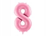 Party Deco Fólia lufi "8", 86cm, rózsaszín