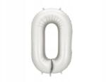 Party Deco Fólia lufi "0", 86cm, ezüst, szatén bevonat