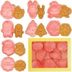 Memfis karácsonyi keksz lyukasztó készlet, 8db, műanyag, rénszarvas, Mikulás, hóember formák (FOREMKI WYKRAWACZE DO PIERNIKÓW 8 SZT MEMFLOW)