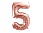 Party Deco Fólia lufi "5", 86cm, rozé arany