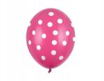 Party Deco Lufik, 30cm, pöttyös, Pastel Hot Pink, 6 db