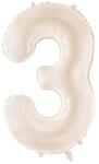 Party Deco fólia lufi "3", 86cm, világos bézs
