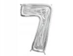 Party Deco Forma Szám "7", 126cm, ezüst, latex lufikhoz