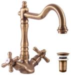 RAV SLEZÁK MK121.0/8SM - Mosdócsaptelep + leeresztő garnitúra MORAVA RETRO antik sárgaréz MK121.0/8SM (RV0086)