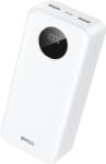 BWOO 22, 5W 30000 mAh power bank LCD kijelzővel, fehér