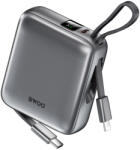 BWOO P74 22.5W 10000 mAh powerbank 2 beépített kábellel 1 x USB-C 1 x Lightning fekete