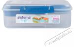 Sistema To Go Ételtároló doboz + joghurt tartó, 1, 65 l, 3 rekeszes, kék - digitalko