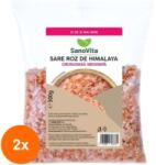 SanoVita Set 2 x Sare Roz de Himalaya Grunjoasa, Neiodata, Sanovita, 500 g
