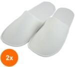 Prima Set 2 x Papuci Frotir de Unica Folosinta Prima cu Talpa Eva, Inchisi La degete, Albi, 10 Perechi (TEV-2xVTR-0387-INC-10)