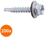 Rocast Set 200 x Surub Autoforant Cap Hex Saiba Epdm 14mm Otel Zincat-4.8 X 32 Ral 8017 (COR-200x7504S48324S)