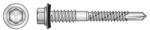 Index Surub cu Capacitate Mare de Gaurire pentru Panouri Sandwich + Saiba 16mm, Otel, Zincat, 5.5 / 6.3 x 75 (X40066375S)