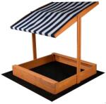 Baby Mix Sandbox din lemn pentru copii cu acoperiș Baby Mix 120x120 cm albastru-alb (CAR-56175)