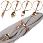 Vilde 4 db szalvétagyűrű evőeszközzel, Vilde, 4x6.5 cm, fém, gyűrű átmérője 4 cm, evőeszköz hossza 6.5 cm, újrafelhasználható, arany (139231)