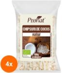Pronat Foil Pack Set 4 x Chipsuri Bio din Nuca de Cocos, Natur, 100 g