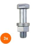 Rocast Set 3 x Surub + Piulita + 2 Saibe En14399-4 Otel Zincat la Cald-M12 x 55 (COR-3x1439951255S)