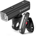 Wozinsky WSBLB3 kerékpár lámpa szett, Első: 1000lm / 4500mAh / USB-C és Hátsó: 100lm / 500mAh / MicroUSB, IPX6, Fekete