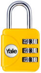 Yale Lakat, Yale, YP1/28/121/1, sárga, számkombinációs, utazáshoz, poggyászhoz és bőröndhöz, horganyzott, masszív fémházas (TC252348)