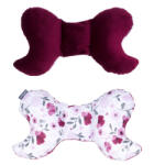 MT Textil MTT Pillangó párna - Fehér alapon rózsaszín árvácskák - Bordó háttal