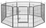 FEANDREA 8-Paneles Vas Kutya Kennel Összecsukható Biztonsági Kerítés Szürke (EUZ-PPK88G)