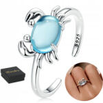 Bsrebra Ezüst gyűrű, 925, Rák, üveg, állítható, nem tartalmaz nikkelt