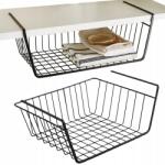 +RATAJCZYK Felfüggeszthető Kosár Polc Alá, Fém Szervező Kosár, Konyhai Kosár, Fekete, M-es Méret (Koszyk na owoce)