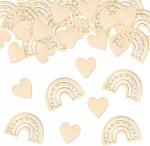  Fából készült boho stílusú asztali dekoráció szett, konfetti, szívek