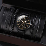 Geneva Set cadou cu ceas barbatesc Geneva XR4879BL si trei bratari elegante Ceas
