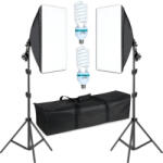 Dodaco Set 2 lampi softbox pentru studio foto-video, 50 x 70 cm, cu 2 trepiede reglabile pana la 200 cm, 2 becuri 150W 5500K, husa transport inclusa
