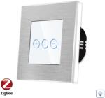Luxion Intrerupator Simplu cu Variator cu Touch din Sticla si Rama de Aluminiu LUXION, protocol Zigbee, Alb, LX-ZT-D101A-W (LX-ZT-D101A-W)