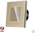 Luxion Intrerupator Simplu cu Variator cu Touch din Sticla si Rama de Aluminiu LUXION, protocol Zigbee, Auriu, LX-ZT-D101A-G (LX-ZT-D101A-G)