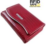 Jennifer Jones RFID védett közepes, piros , krokkó lakk, három részes bőr pénztárca 52452