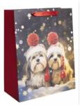 QX Ajándéktasak karácsonyi kutya mintával 26x32 cm 370448
